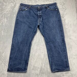 Levi's 501 Jeans Mens 48x30 Blue Button Fly Dark Wash Denim